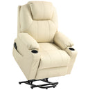 Poltrona Alzapersona Reclinabile con 8 Punti Massaggio e Telecomando Crema  