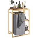 Cesto Portabiancheria 50x32x70 cm con Borsa Estraibile e Ripiano in Bambù Grigio  