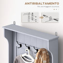 Mobile Appendiabiti con Panca Contenitore 71,5x39,5x170 cm in Legno Grigio  