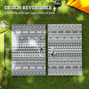 Tappeto da Esterno Reversibile 182x274 cm con Motivo Geometrico e Borsa Inclusa Grigio e Bianco   