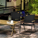 Set 2 Sedie per Esterni 54x59x78 cm Seduta in Tessuto Oxford e Acciaio  Nero  