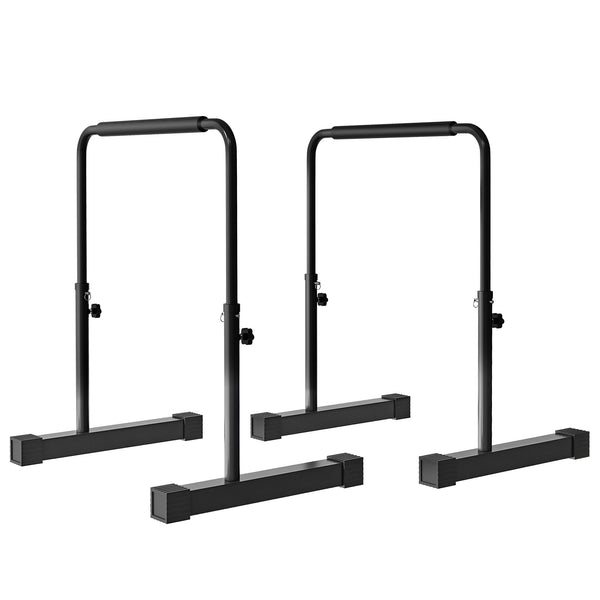 Set 2 Barre per Dip Parallele 4 Altezze Regolabili 70x50x80-105 cm Maniglie Antiscivolo in Acciaio Nero sconto