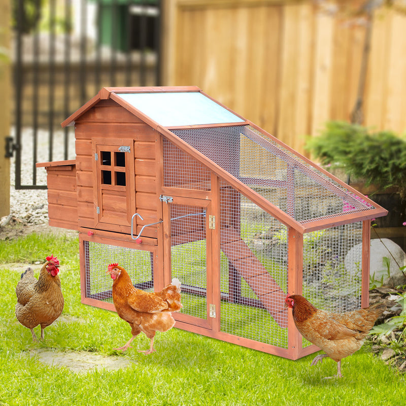 Gabbia Pollaio per Galline da Giardino 190x66x116 cm in Legno  Arancione