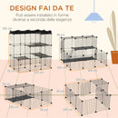 Recinto per Gatti e Roditori di Taglia Media 105x70x116 cm Modulabile e Multilivello in Acciaio e PP Nero  