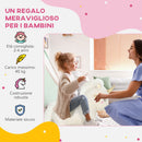 Cavallo a Dondolo per Bambini in Legno e Peluche Unicorno Bianco  