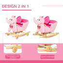 Cavallo a Dondolo per Bambini in Legno e Peluche Elefante Rosa    