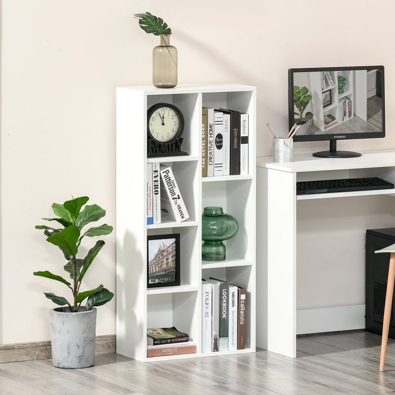 Libreria Moderna a Cubi con 7 Ripiani 50x24x106 cm in Legno Truciolato Bianca