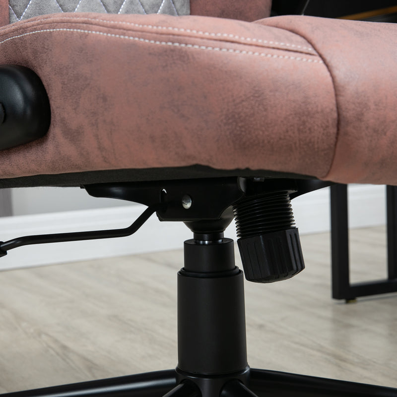 Sedia da Ufficio 67x70x114-124 cm in Tessuto in Microfibra Rosso e Grigio Chiaro