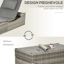 Lettino Prendisole da Giardino 60x200x40 cm in Rattan PE Grigio