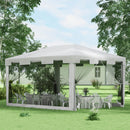 Gazebo da Giardino  Pieghevole con Zanzariera e 2 Ingressi 4x3m in Metallo e PE Bianco e Nero
