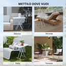 Tavolino da Giardino Pieghevole 76x50x74 cm con Altezza Regolabile in Metallo e HDPE Bianco  