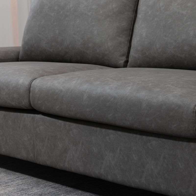 Divano 2 Posti 200x88x86 cm Seduta Imbottita e Braccioli Regolabili in Similpelle Grigio