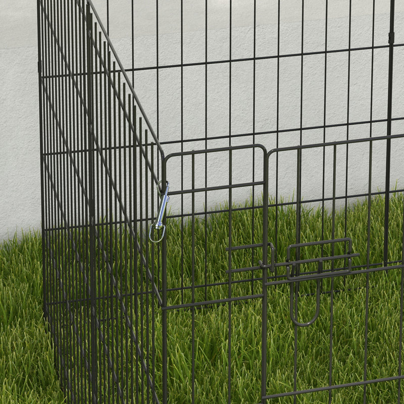 Recinto per Cani e Cuccioli Box per Animali da 8 Pezzi 76 x 61 cm  in Filo di Ferro Nero