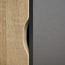 Credenza Moderna da Cucina 110x41,5x180 cm con Armadietto Cassetto e Porta Calici in MDF Legno Naturale e Grigio