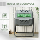 Compostiera da Giardino 71x65x96 cm Girevole a 2 Sezioni con 8 Prese d'Aria in Acciaio e PP Grigio  