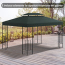 Copertura per Gazebo  a 2 Livelli  con Cinghie e 10 Fori di Drenaggio 4x3m in Poliestere Grigio Antracite