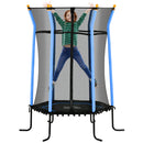 Trampolino Tappeto Elastico per Bambini con Ingresso a Cerniera e Pali Imbottiti Ø163.5x190 cm in Acciaio, PP e EPE Azzurro 