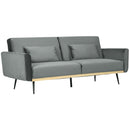 Divano Letto Singolo Clic Clac 206x81x83 cm in Tessuto Effetto Velluto con 2 Cuscini Grigio 