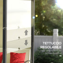 Set Salotto da Giardino Divano Angolare con Pergola Gazebo in Rattan Nero e Beige