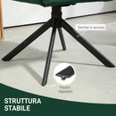 Poltrona con Seduta Girevole in Tessuto Effetto Velluto Verde   