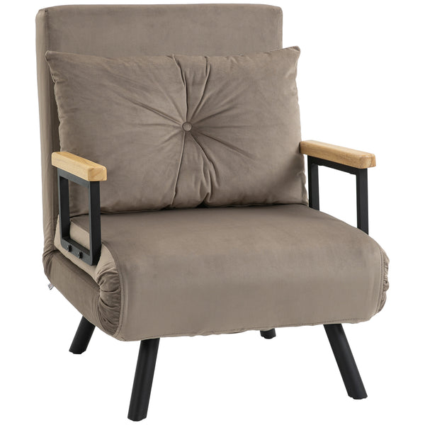 Fauteuil lit convertible simple 63x73x81 cm en tissu effet velours gris prezzo