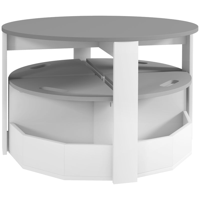 Set Tavolo con 4 Sgabelli Salvaspazio con Vano Contenitore in Legno Grigio 