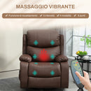 Poltrona Relax Massaggiante 97x92X104 cm Reclinabile e Riscaldante con 8 Punti Massaggianti Marrone  