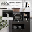 Credenza da Cucina 90x40x120 cm per Microonde con Armadietti Mensole e Cassetto in Legno Nero 