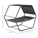 Lettino Prendisole 2 Posti da Giardino 210x140x177 cm con Tetto Parasole in Acciaio Grigio