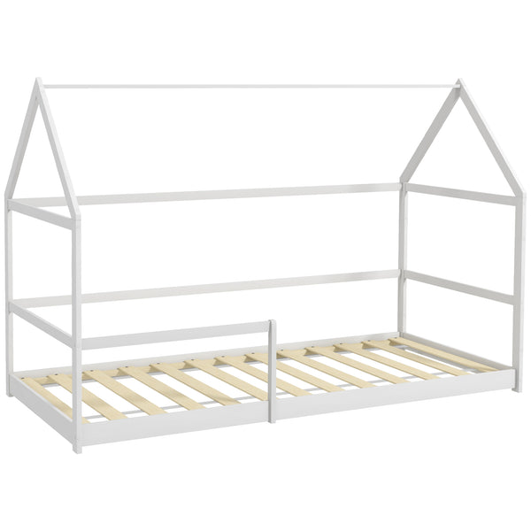 Letto per Bambini con Sponde di Protezione a Forma di Casetta 196x97,5x135 cm Bianco prezzo