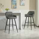 Set 2 Sgabelli da Bar con Schienale in Finta Pelle PU Grigio  