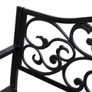 Panchina da Giardino 2 Posti con Schienale Decorato 127x60x89 cm in Ghisa e Metallo Nero