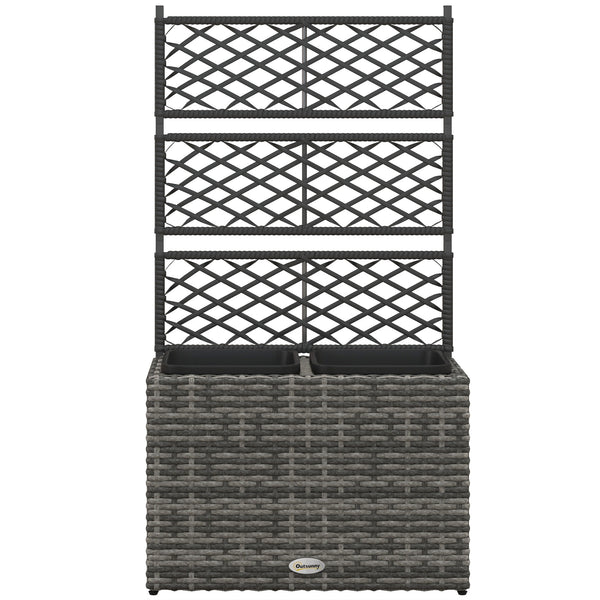 Fioriera con Grigliato per Rampicanti con 2 Vasi 57x30x107 cm in Acciaio e Rattan PE Grigio sconto