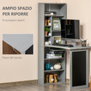 Libreria con Scrivania a Scomparsa Salvaspazio 98x51x153 cm in MDF Grigio 