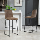 Set 2 Sgabelli da Bar con Poggiapiedi 44x50x109 cm in Pelle PU Marrone Scuro 