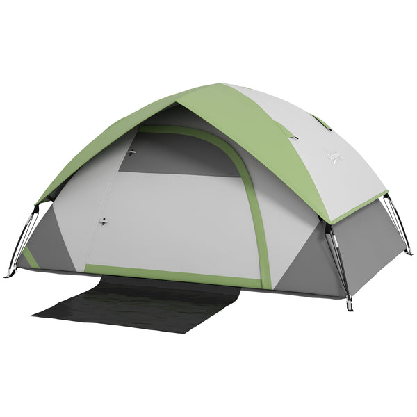 online Tenda da Campeggio 3 Posti con Finestra a Rete 270x210x150 cm in Poliestere e Fibra di Vetro Grigio e Verde