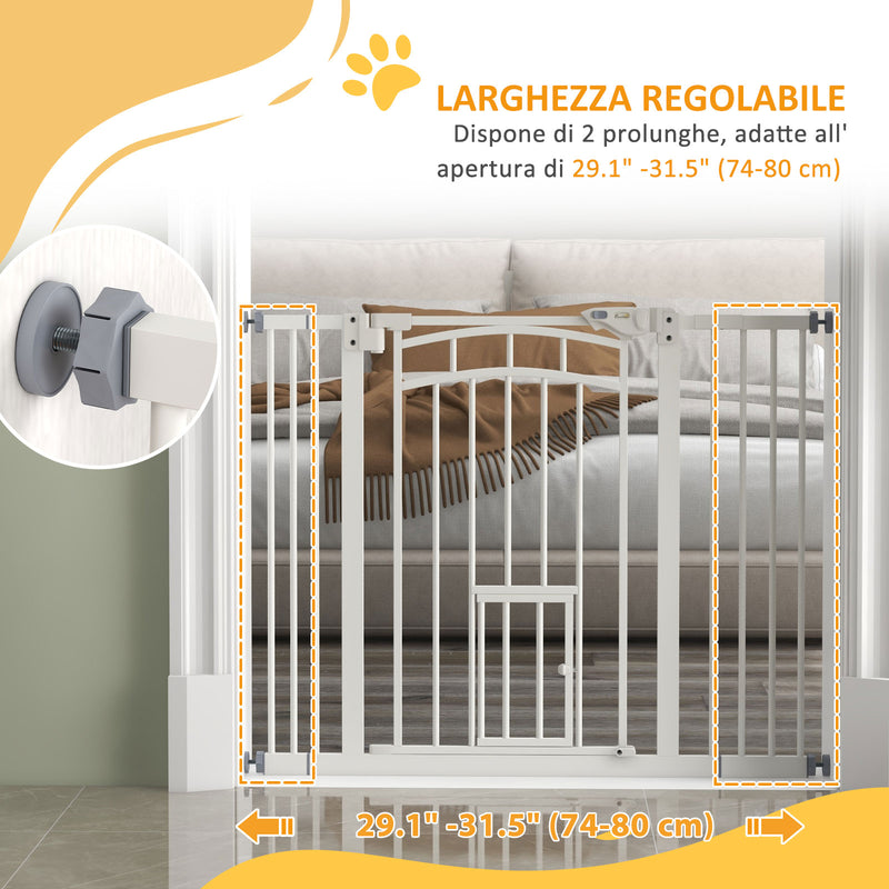 Cancellino per Cani taglia Piccola e Media 74-100x76 cm in Acciaio e PA Bianco-7