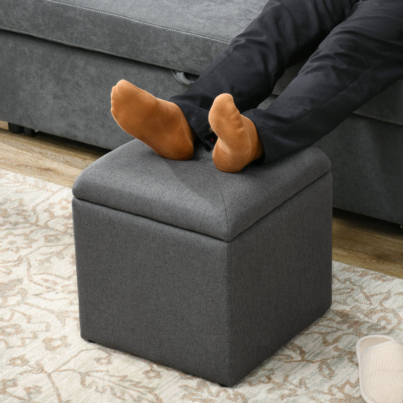 Pouf Contenitore 39x39x39 cm in Tessuto Teddy Grigio  