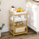 Mobiletto da Cucina 42,8x33x70 cm con Vassoio Removibile in Bambù Bianco e Legno