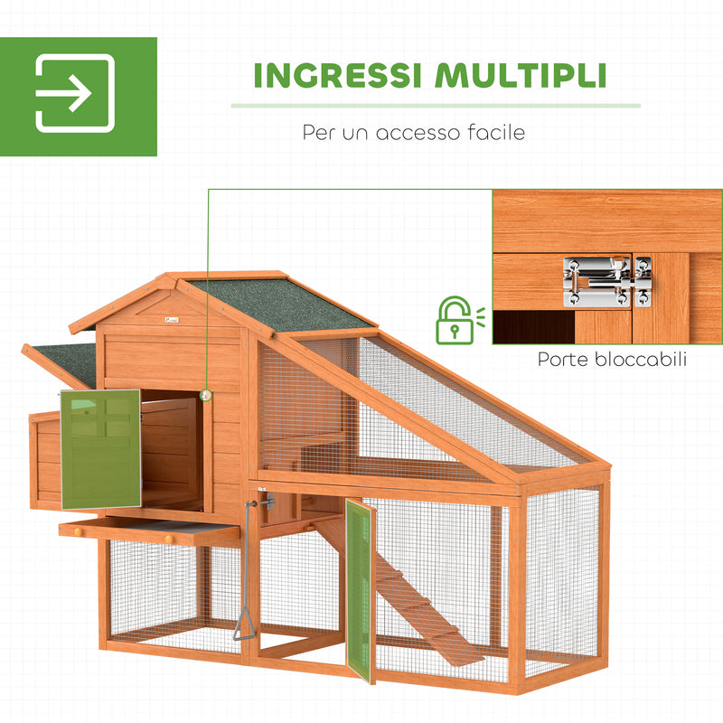 Pollaio da Giardino per 1-2 Galline con Area per Cova 179x67x115 cm Arancione 