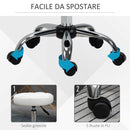 Sgabello Girevole Rotondo con Ruote Ø35,5x51-67 cm Altezza Regolabile in Similpelle Bianco