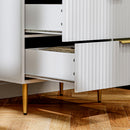 Cassettiera 4 Cassetti Moderna con Maniglie Dorate 60x40x96 cm Bianco 