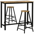 Set 2 Sgabelli Bar e Tavolo Alto in MDF e Acciaio Marrone Rustico e Nero