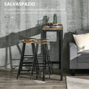 Set 2 Sgabelli Bar e Tavolo Alto in MDF e Acciaio Marrone Rustico e Nero