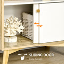 Mobile da Salotto 2 Ripiani e Armadietto a 2 Ante 58x30x93 cm in Truciolato e Legno di Pino