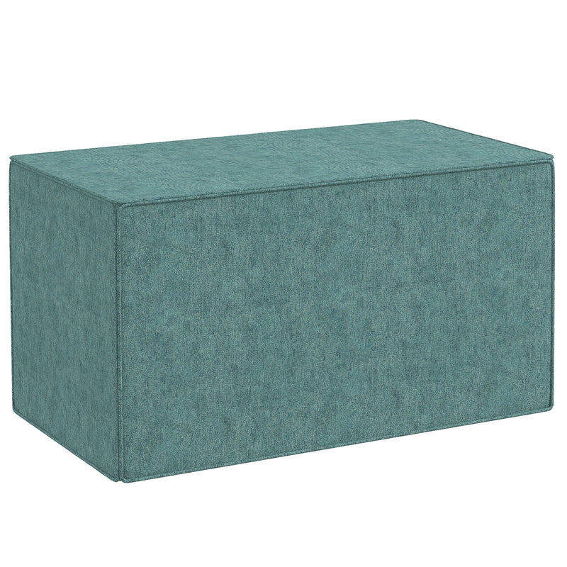 Pouf Poggiapiedi Rettangolare 75x41x41 cm Rivestimento Rimovibile in Tessuto Effetto Lino Verde