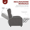 Poltrona Relax 64x86x102 cm Reclinabile Manuale in Tessuto Effetto Lino Grigia