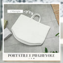 Cesto Portabiancheria Pieghevole con Manici 36L Ø38x45 cm in Cotone Naturale Bianco Crema 