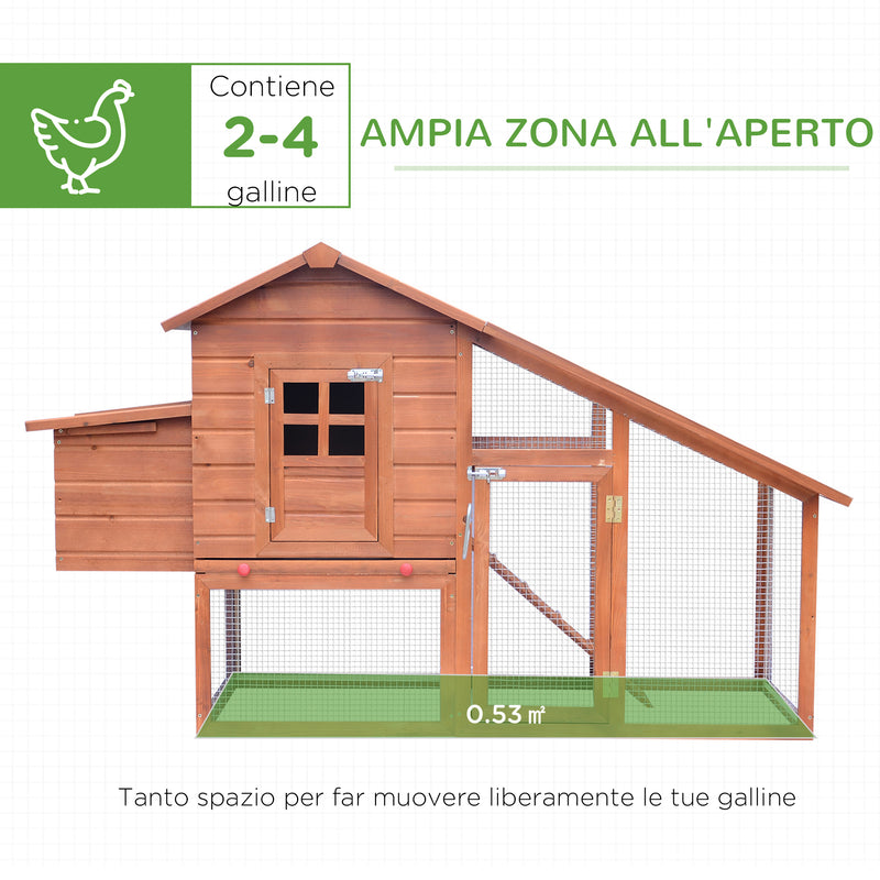 Gabbia Pollaio per Galline da Giardino 190x66x116 cm in Legno  Arancione