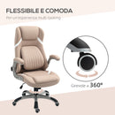 Sedia Operativa da Ufficio Reclinabile 68x76x109-117 cm Marrone Chiaro 